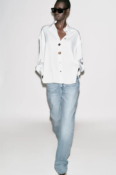 SATIN EFFECT SHIRT WITH MATCHING BUTTONS