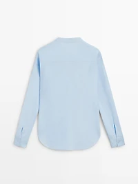 100% linen stand collar shirt