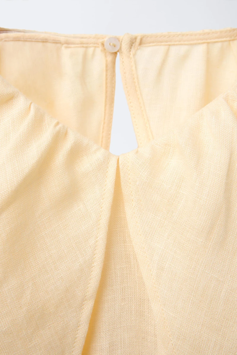 RUFFLED SHORT JUMPSUIT 100% LINEN