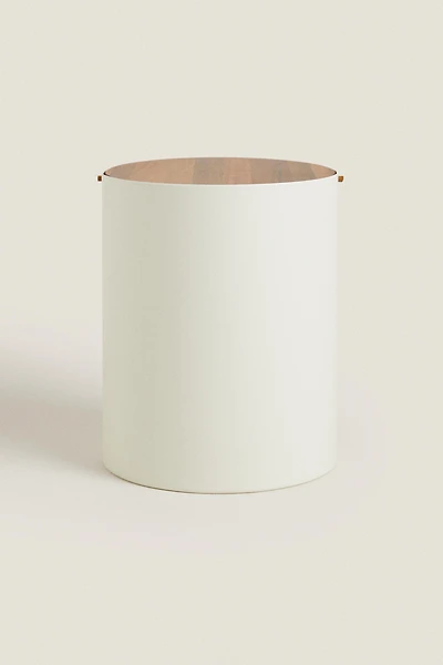 POUBELLE DE SALLE BAIN MÉTAL COUVERCLE BOIS