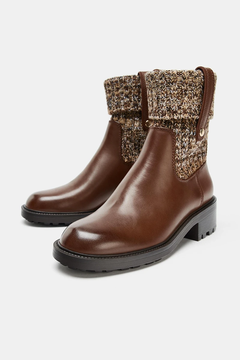 LOW HEELED SOCK-STYLE ANKLE BOOTS