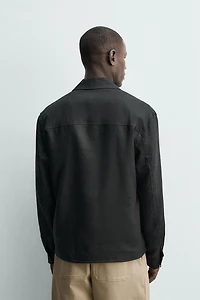 100% LINEN ZIP-UP OVERSHIRT