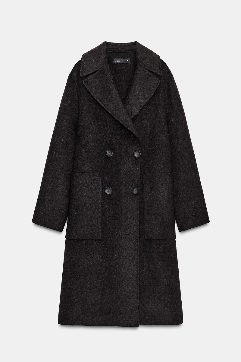 LONG DOUBLE-BREASTED WOOL COAT
