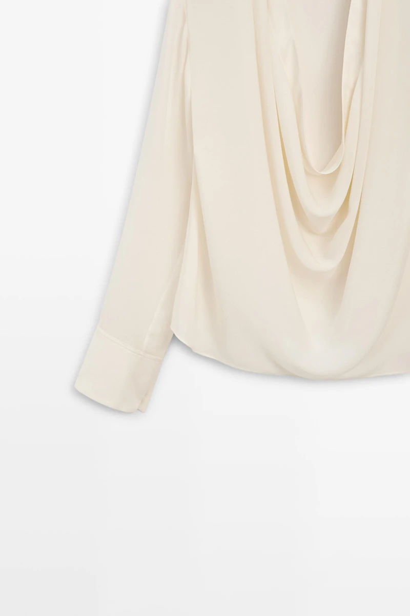 Flowing silk blouse with cowl neckline - STUDIO