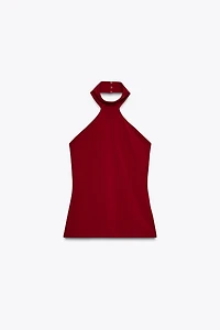 POLYAMIDE HALTER TOP