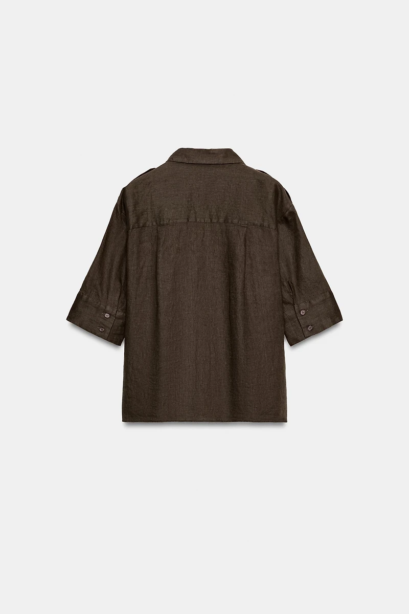 100% LINEN SHIRT WITH POCKETS ZW COLLECTION
