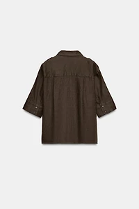 100% LINEN SHIRT WITH POCKETS ZW COLLECTION