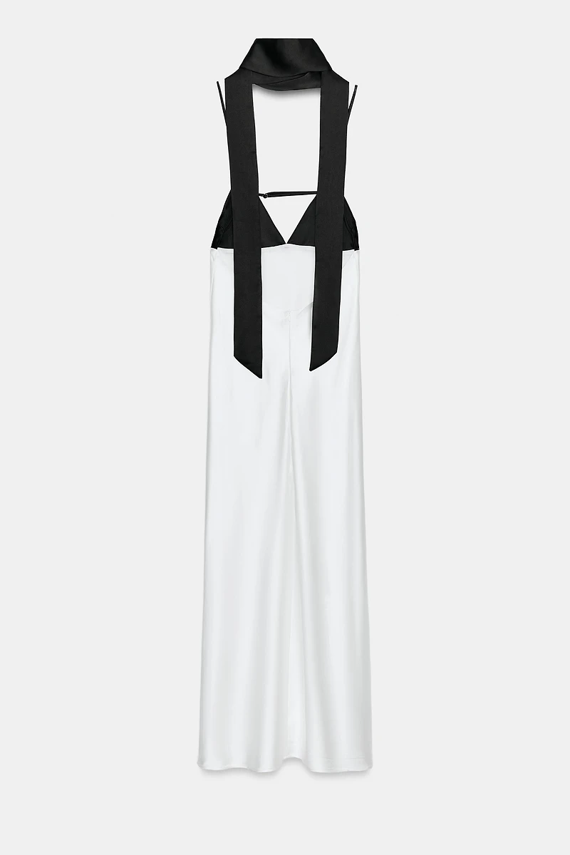 COMBINATION FOULARD SLIP DRESS