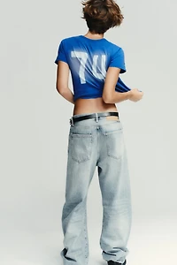 TRF OVERSIZED SHIFTED SEAM MID-RISE JEANS