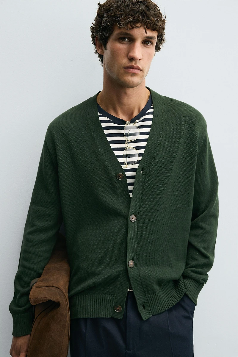 CARDIGAN REGULAR FIT EN COTON