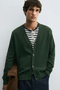 CARDIGAN REGULAR FIT EN COTON