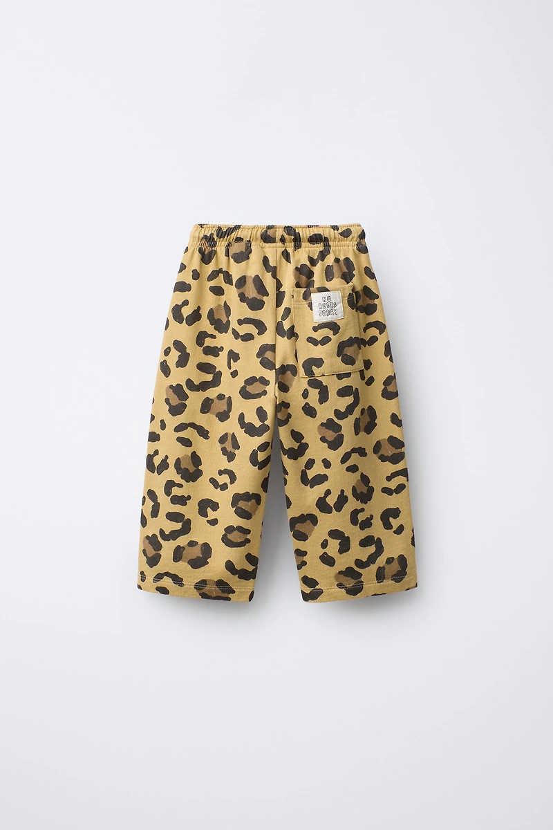 ANIMAL PRINT PLUSH STRAIGHT PANTS