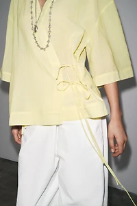 STRIPED KIMONO WITH TIES ZW COLLECTION