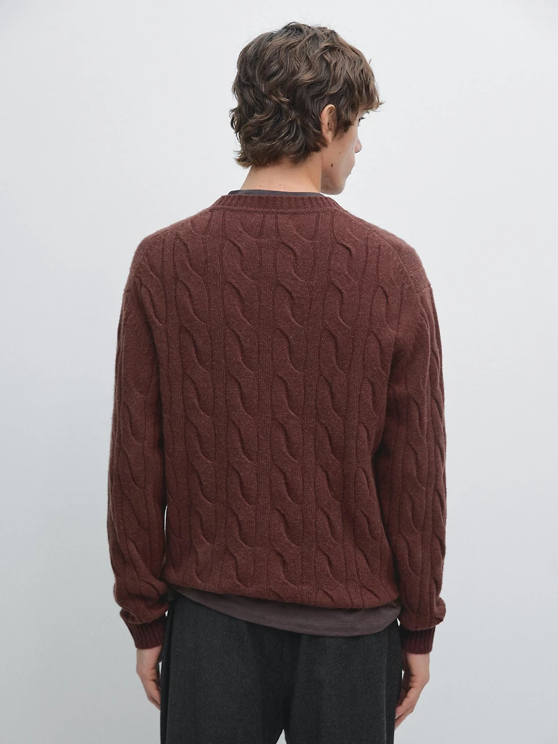 Cable-knit wool blend sweater