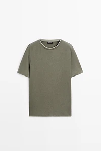 Linen and cotton double-collar T-shirt