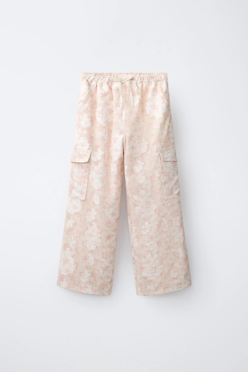FLORAL PRINT CARGO PANTS