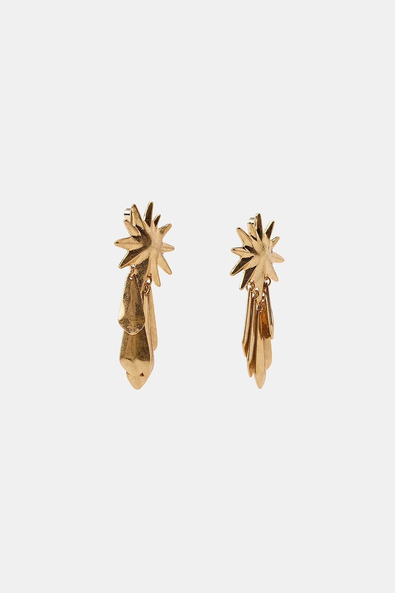 FRINGED SUN METAL EARRINGS