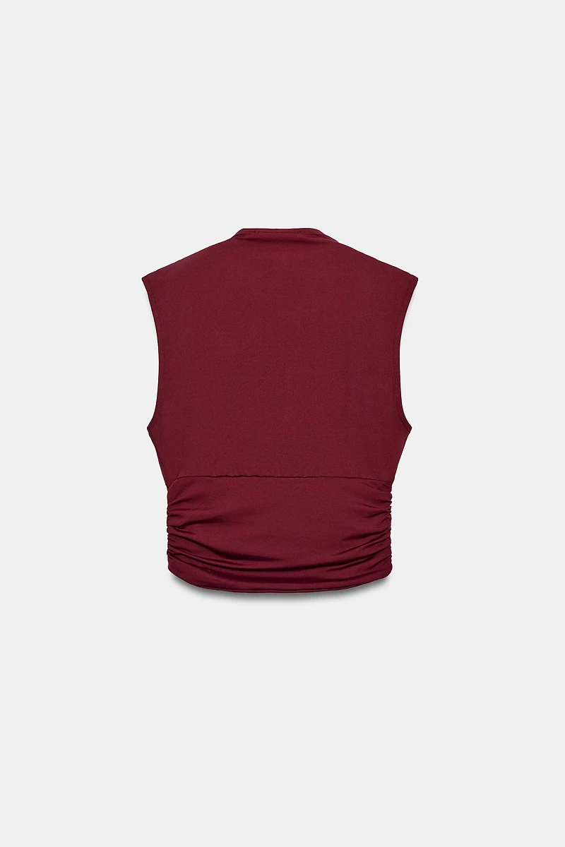 DRAPED POLYAMIDE TOP WITH HARDWARE