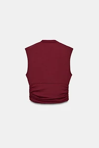 DRAPED POLYAMIDE TOP WITH HARDWARE