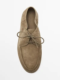 Moc toe split suede shoes