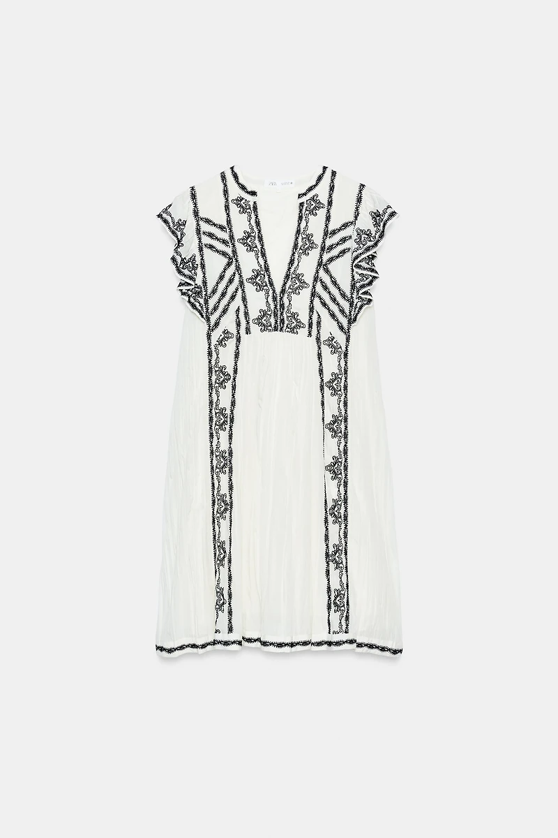 ZW COLLECTION CONTRAST EMBROIDERED DRESS