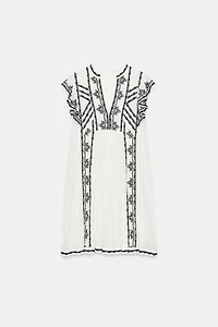 ZW COLLECTION CONTRAST EMBROIDERED DRESS