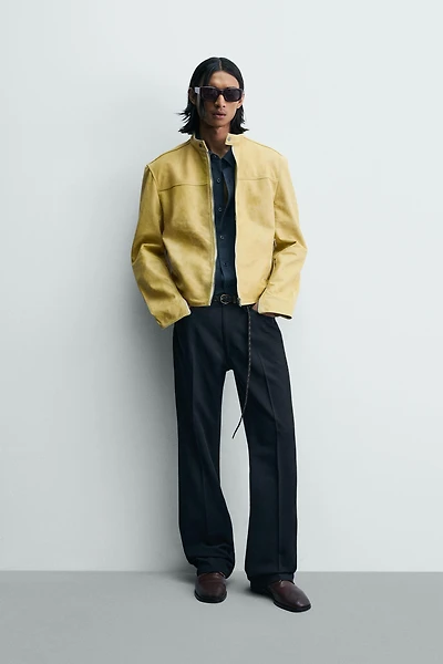 WASHED LEATHER CROPPED FIT JACKET
