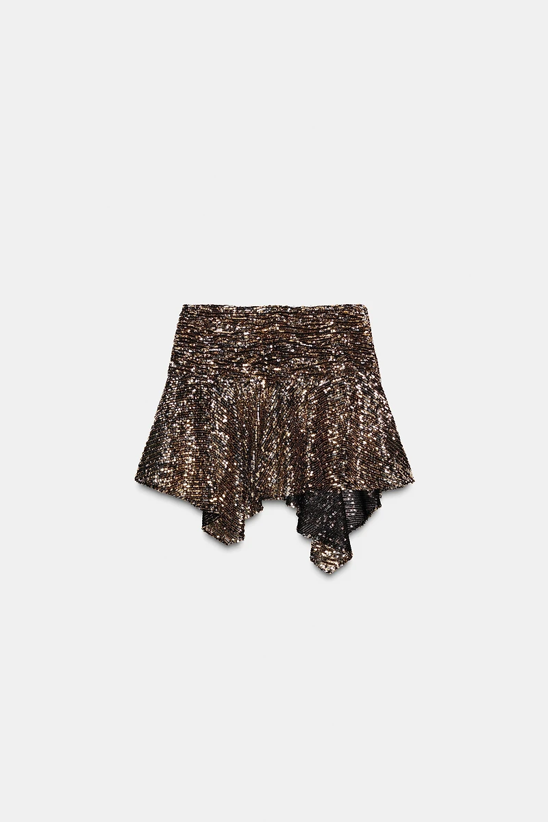ASYMMETRIC SEQUIN SKORT