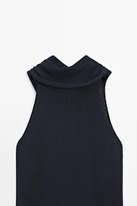 Flowing halter top with tie