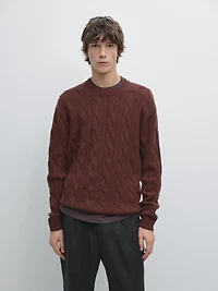 Cable-knit wool blend sweater