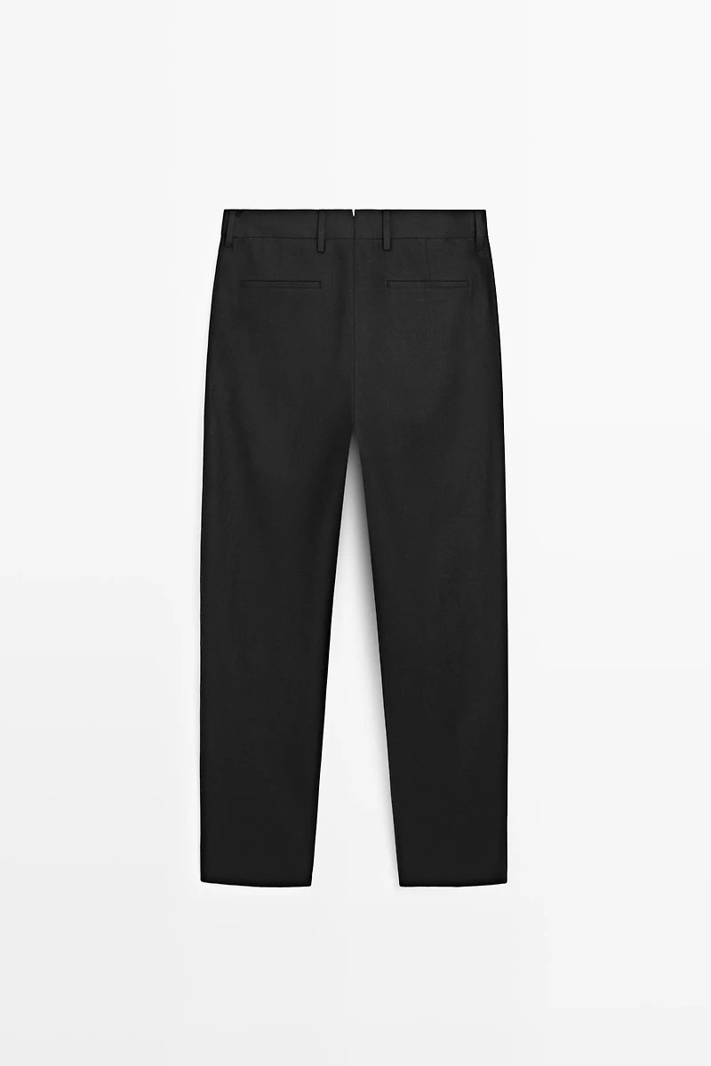 Tailored fit 100% linen suit trousers