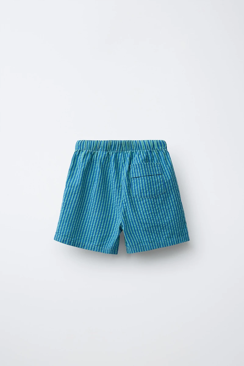 SEERSUCKER STRIPED SHORTS