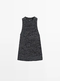 Top encolure américaine en maille chinée
