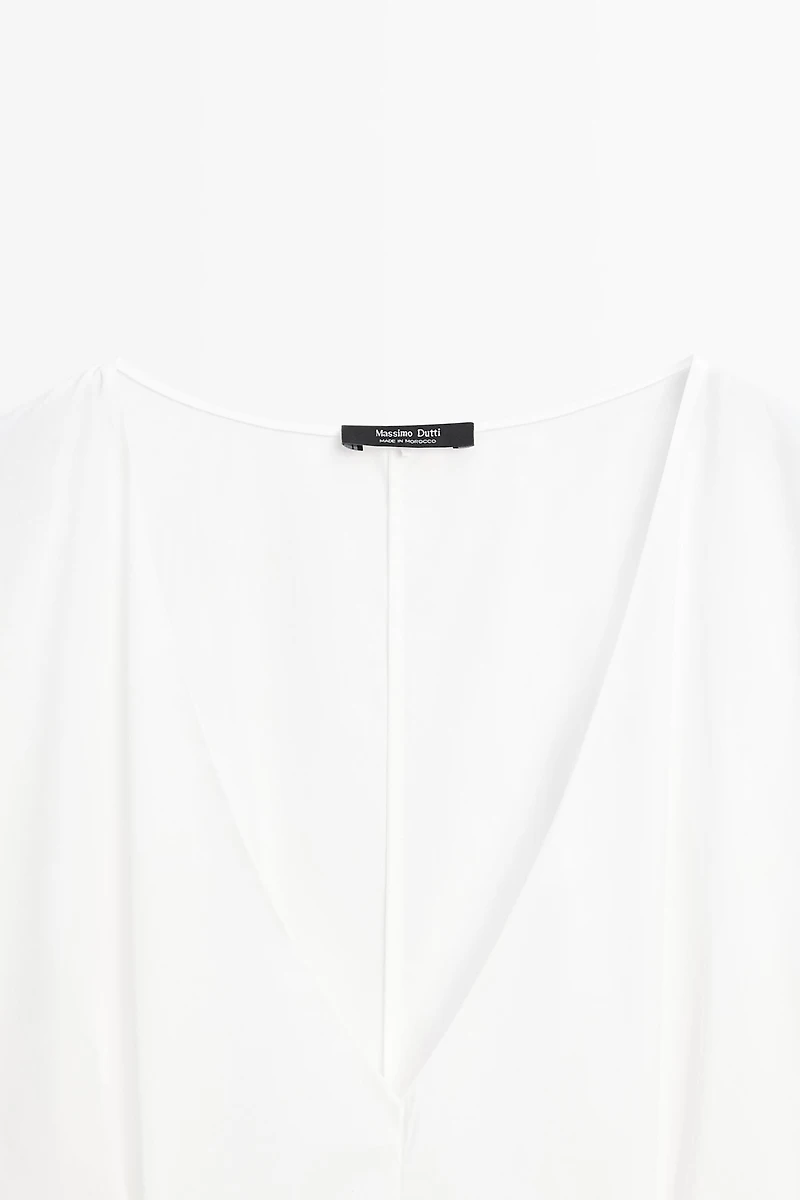 Poplin flounce midi dress