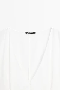 Poplin flounce midi dress
