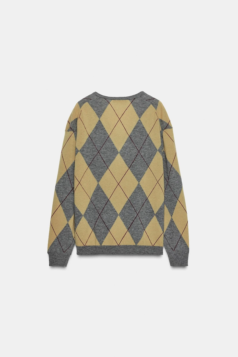 100% WOOL DIAMOND JUMPER