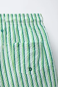6-14 YEARS/ STRIPED SEERSUCKER SWIM SHORTS