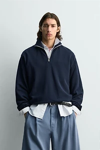 PIQUÉ QUARTER-ZIP SWEATSHIRT