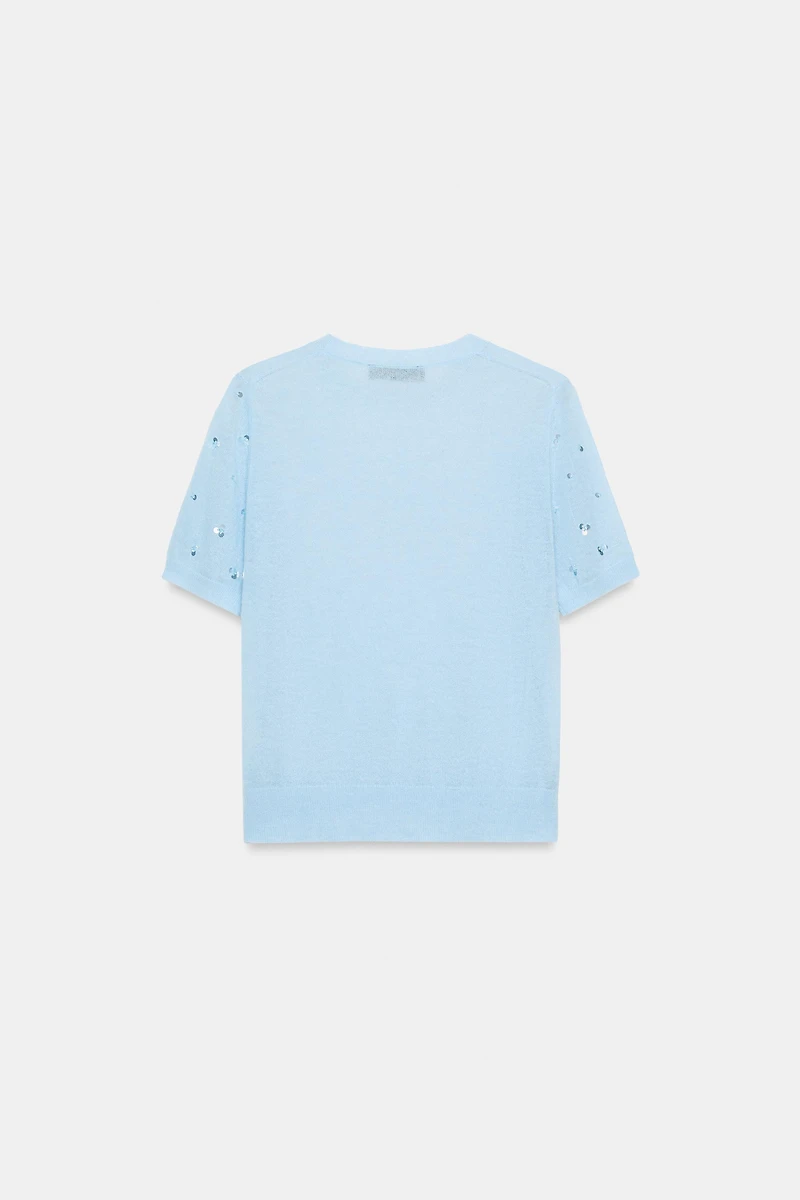 SHORT SLEEVE SEQUIN KNIT TOP