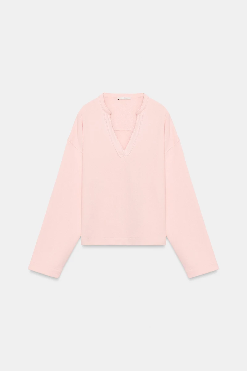COTTON V-NECK SWEATSHIRT