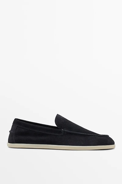 Soft split leather loafers