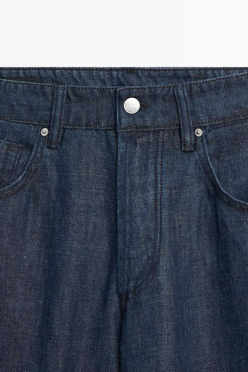 100% linen wide-leg jeans