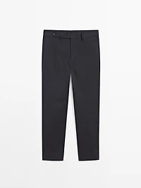 Cotton blend slim fit trousers