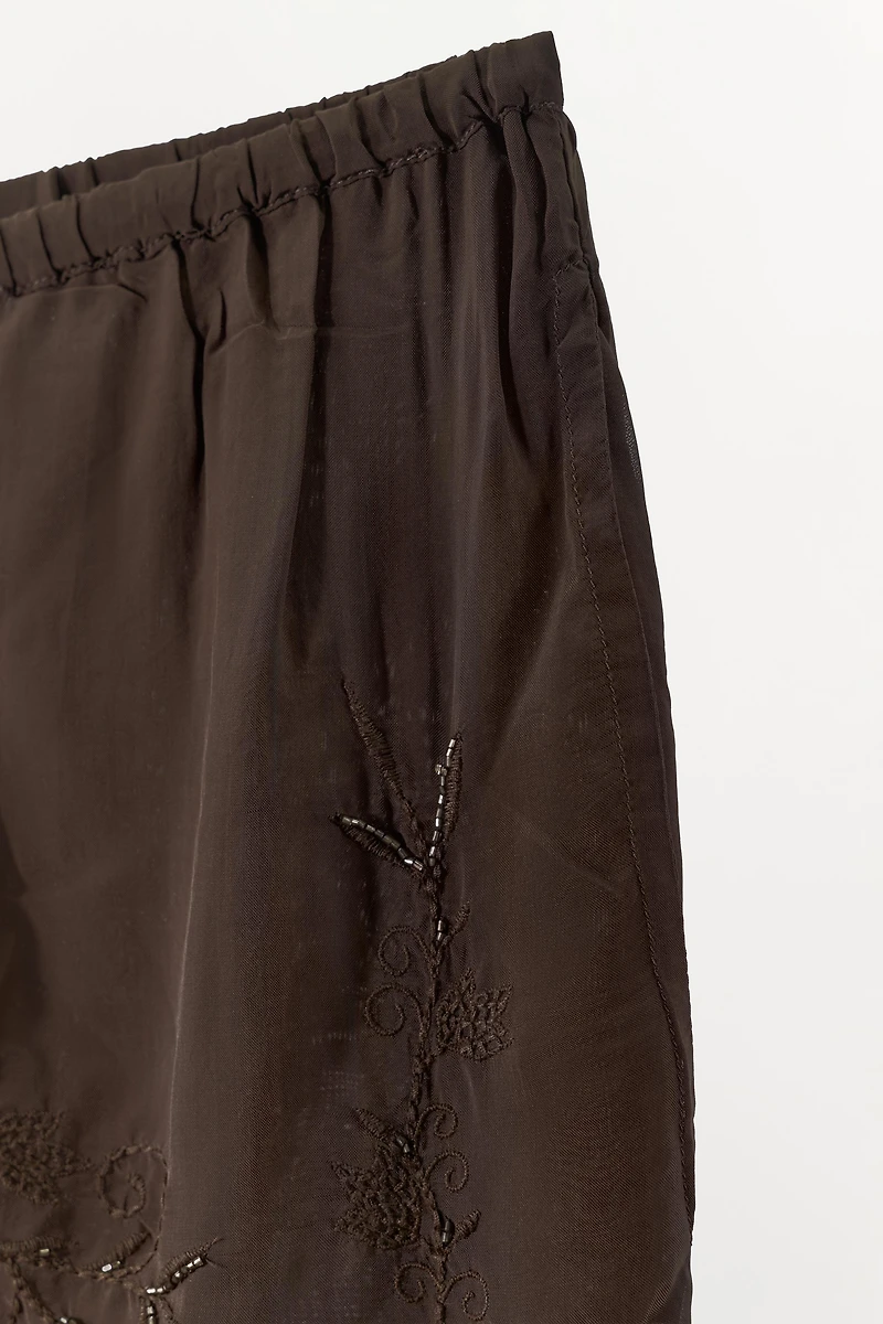 EMBROIDERED BEADED PANTS