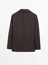 Mid-length herringbone wool blend coat