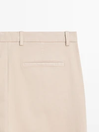 Cotton twill pants with elasticated waistband