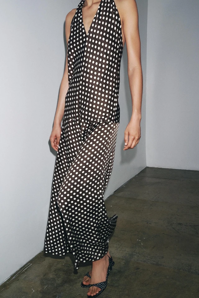 Zara ZW COLLECTION HALTER POLKA DOT DRESS | Place Rosemre
