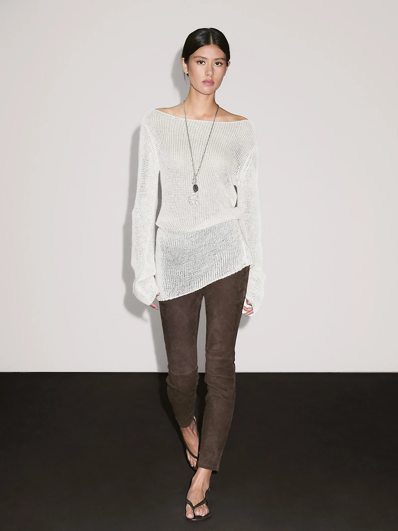 Suede leather leggings