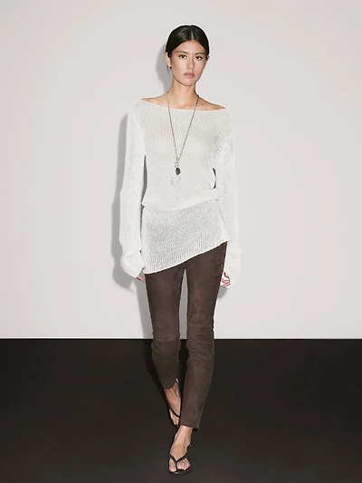 Suede leather leggings