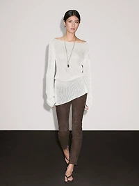 Suede leather leggings